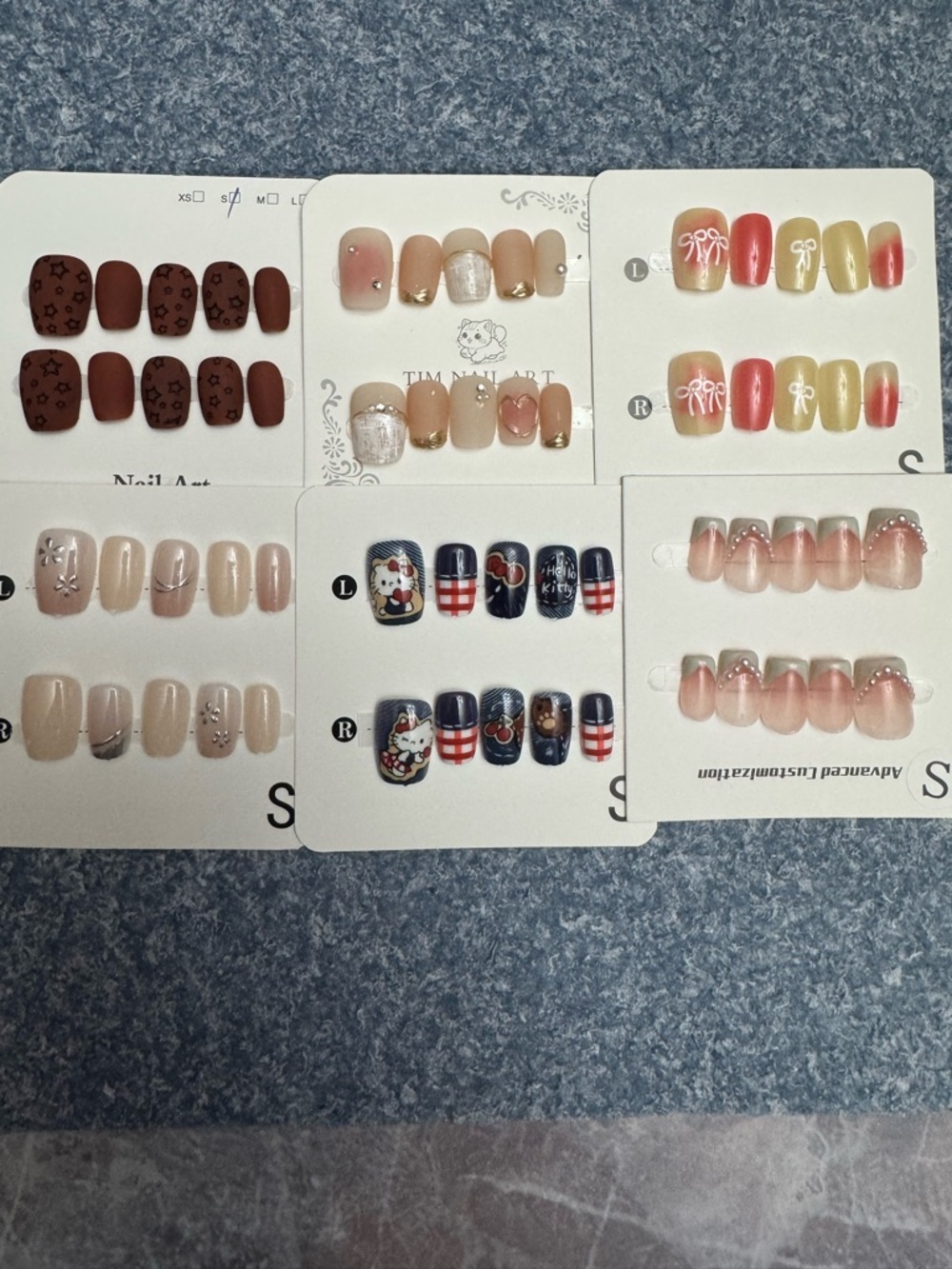 Assorted Press-On Nail Sets - Neutral, Pink, Red, Navy Designs